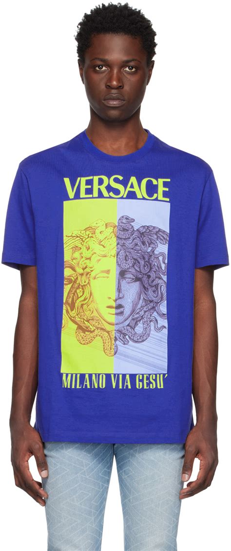 camo blue versace shirt|Versace blue t shirt.